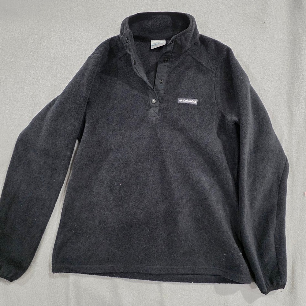Columbia Benton Springs Fleece Pullover Black Snap Neck Mock Neck XL4973 Small
